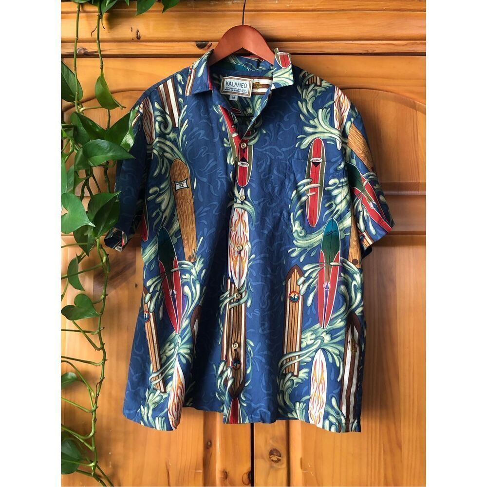 Vintage RJC Kalaheo Hawaiian Shirt Mens M Surfing Surf Board Made Hawaii